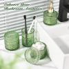 imageBlue Bathroom Accessories 4Pcs Diamond Glass Bathroom Accessory Set Bathroom Set with Soap Dispenser Blue Bathroom Decor with Toothbrush Holder Qtip Holder for Bathroom CountertopGreen