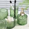 imageBlue Bathroom Accessories 4Pcs Diamond Glass Bathroom Accessory Set Bathroom Set with Soap Dispenser Blue Bathroom Decor with Toothbrush Holder Qtip Holder for Bathroom CountertopGreen