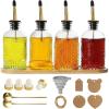 imageCoffee Syrup Dispenser for Coffee Bar 4 Pack Glass Syrup Dispensers Bottles with Bamboo Tray 7 Fl Oz Small Maple Syrup Container with Golden Spoon Vintage Oil Dispenser for Kitchen