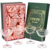 imageCoupe Glasses Set of 4 in Luxury Box for Christmas  8oz Hand Blown Cocktail Clear Martini Reusable Margarita  Handmade Ribbed Design