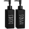 imageDish Soap Dispenser Matte Black Soap Dispenser for Kitchen Glass Dishes Dispenser with Pump Farmhouse Liquid Soap Bottle Dispenser Refillable Soap Bottle for Kitchen Decor 123fl ozBlack Dishes  Black Hands