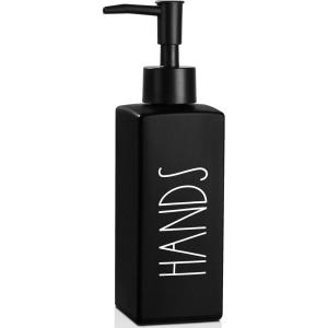 imageDish Soap Dispenser Matte Black Soap Dispenser for Kitchen Glass Dishes Dispenser with Pump Farmhouse Liquid Soap Bottle Dispenser Refillable Soap Bottle for Kitchen Decor 123fl ozBlack Hands
