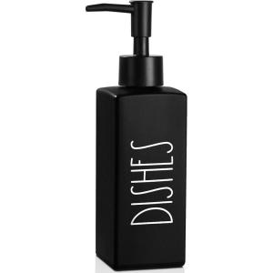 imageDish Soap Dispenser for Kitchen Glass Dishes Dispenser with Pump Refillable Liquid Kitchen Dish Bottle Farmhouse Soap Bottle for Home Decor 123fl oz Matte White Soap BottlesBlack Dishes