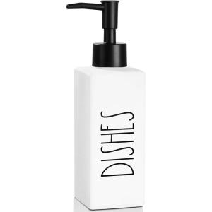 imageDish Soap Dispenser for Kitchen Glass Dishes Dispenser with Pump Refillable Liquid Kitchen Dish Bottle Farmhouse Soap Bottle for Home Decor 123fl oz Matte White Soap BottlesWhite Dishes