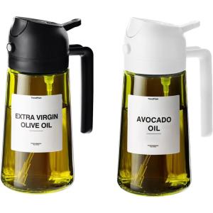 imageTrendPlain  Original 16oz470ml Olive Oil Dispenser Bottle for Kitchen Gadgets and Air Fryer Accessories  Olive Oil Sprayer for Cooking wStickers  BlackBlackWhite