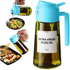 imageTrendPlain  Original 16oz470ml Olive Oil Dispenser Bottle for Kitchen Gadgets and Air Fryer Accessories  Olive Oil Sprayer for Cooking wStickers  BlackSky Blue