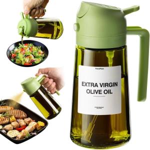 imageTrendPlain  Original 16oz470ml Olive Oil Dispenser Bottle for Kitchen Gadgets and Air Fryer Accessories  Olive Oil Sprayer for Cooking wStickers  BlackGreen