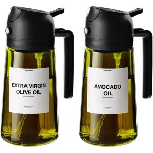 imageTrendPlain  Original 16oz470ml Olive Oil Dispenser Bottle for Kitchen Gadgets and Air Fryer Accessories  Olive Oil Sprayer for Cooking wStickers  Black2 Black
