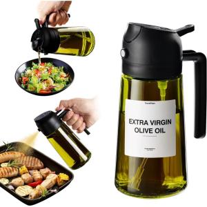 imageTrendPlain  Original 16oz470ml Olive Oil Dispenser Bottle for Kitchen Gadgets and Air Fryer Accessories  Olive Oil Sprayer for Cooking wStickers  BlackBlack