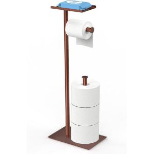 imageCISILY Black Toilet Paper Holder Stand with Phone Shelf Bathroom Toliet Decor Decoration Tissue Roll Free Standing Storage Rv Accessories Apartment Restroom Household Home EssentialsBronze