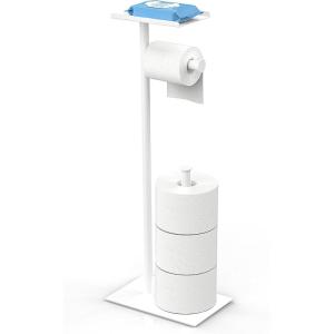 imageCISILY Black Toilet Paper Holder Stand with Phone Shelf Bathroom Toliet Decor Decoration Tissue Roll Free Standing Storage Rv Accessories Apartment Restroom Household Home EssentialsWhite