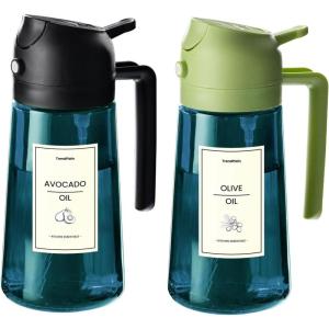 imageTrendPlain 16oz470ml Blue Glass Olive Oil Sprayer for Cooking  2 in 1 Olive Oil Dispenser for Kitchen Gadgets Air Fryer Salad and BBQ  BlackBlack  Green