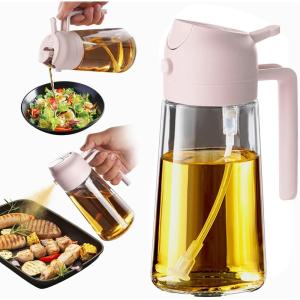 imageTrendPlain 16oz470ml Glass Olive Oil Sprayer for Cooking  2 in 1 Olive Oil Dispenser Bottle for Kitchen Gadgets and Air Fryer Accessories Salad BBQ  BlackPeach