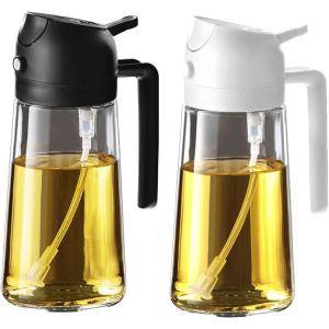 imageTrendPlain 16oz470ml Glass Olive Oil Sprayer for Cooking  2 in 1 Olive Oil Dispenser Bottle for Kitchen Gadgets and Air Fryer Accessories Salad BBQ  BlackBlackWhite