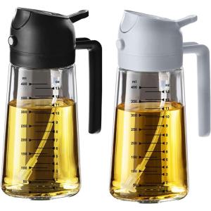 imageTrendPlain 16oz470ml Glass Olive Oil Sprayer for Cooking  2 in 1 Olive Oil Dispenser Bottle for Kitchen Gadgets and Air Fryer Accessories Salad BBQ  BlackBlackAsh
