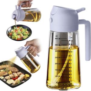 imageTrendPlain 16oz470ml Glass Olive Oil Sprayer for Cooking  2 in 1 Olive Oil Dispenser Bottle for Kitchen Gadgets and Air Fryer Accessories Salad BBQ  BlackPeriwinkle