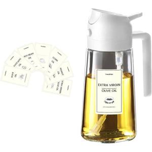imageTrendPlain Oil Sprayer for Cooking with 8 Waterproof Stickers  White Lid Set