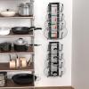 image8 Layers of Adjustable Pot Lid Organizer Rack for Cabinet DoorWall2Pack Lid Organizer Pots and Pans Holder for Kitchen Storage with No Drilling Adhesive Black