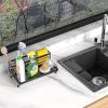 imageCisily Large Kitchen Sink Caddy Organizer Rustproof NonSlip Soap Dish Dispenser Brush Sponge Holder for Kitchen Sink Kitchen Organization and Storage Home Essentials AccessoriesBlackBlack