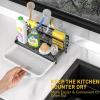 imageCisily Large Kitchen Sink Caddy Organizer Rustproof NonSlip Soap Dish Dispenser Brush Sponge Holder for Kitchen Sink Kitchen Organization and Storage Home Essentials AccessoriesBlackBlack