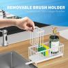 imageCisily Silver Sponge Holder for Kitchen Sink Sink Caddy Organizer with High Brush Holder Kitchen Countertop Organizers and Storage Essentials Rustproof 304 Stainless Steel Soap Dispenser OrganizeWhite