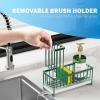 imageCisily Silver Sponge Holder for Kitchen Sink Sink Caddy Organizer with High Brush Holder Kitchen Countertop Organizers and Storage Essentials Rustproof 304 Stainless Steel Soap Dispenser OrganizeDark Green