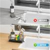 imageCisily Silver Sponge Holder for Kitchen Sink Sink Caddy Organizer with High Brush Holder Kitchen Countertop Organizers and Storage Essentials Rustproof 304 Stainless Steel Soap Dispenser OrganizeLight Gray