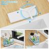imageCisily Silver Sponge Holder for Kitchen Sink Sink Caddy Organizer with High Brush Holder Kitchen Countertop Organizers and Storage Essentials Rustproof 304 Stainless Steel Soap Dispenser OrganizeBlue