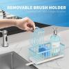 imageCisily Silver Sponge Holder for Kitchen Sink Sink Caddy Organizer with High Brush Holder Kitchen Countertop Organizers and Storage Essentials Rustproof 304 Stainless Steel Soap Dispenser OrganizeBlue