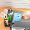 imageCisily Silver Sponge Holder for Kitchen Sink Sink Caddy Organizer with High Brush Holder Kitchen Countertop Organizers and Storage Essentials Rustproof 304 Stainless Steel Soap Dispenser OrganizeBlack With Towel Rack