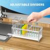 imageCisily Silver Sponge Holder for Kitchen Sink Sink Caddy Organizer with High Brush Holder Kitchen Countertop Organizers and Storage Essentials Rustproof 304 Stainless Steel Soap Dispenser OrganizeStainless Steel