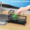 imageCisily Silver Sponge Holder for Kitchen Sink Sink Caddy Organizer with High Brush Holder Kitchen Countertop Organizers and Storage Essentials Rustproof 304 Stainless Steel Soap Dispenser OrganizeBlack With Towel Rack