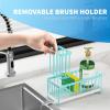imageCisily Silver Sponge Holder for Kitchen Sink Sink Caddy Organizer with High Brush Holder Kitchen Countertop Organizers and Storage Essentials Rustproof 304 Stainless Steel Soap Dispenser OrganizeTurquoise