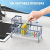imageCisily Silver Sponge Holder for Kitchen Sink Sink Caddy Organizer with High Brush Holder Kitchen Countertop Organizers and Storage Essentials Rustproof 304 Stainless Steel Soap Dispenser OrganizeSlate Blue