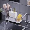 imageKitchen Soap Dispenser Set with Sink Caddy 12 Oz Glass Bottle Hand and Dish Soap Dispenser Set with Sponge Holder Black Sink Caddy  Black BottleSilver Sink Caddy  White Bottle