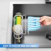 imageCisily Kitchen Sink Caddy Sponge Holder in The Sink Stainless Steel Kitchen Sink Organizer Brush Holder Dish Cloth Hanger Sink Stopper Holder with 2 Installation Ways Suction ampamp AdhesivesWhite