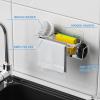imageCisily Kitchen Sink Caddy Sponge Holder in The Sink Stainless Steel Kitchen Sink Organizer Brush Holder Dish Cloth Hanger Sink Stopper Holder with 2 Installation Ways Suction ampamp AdhesivesSilver