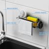 imageCisily Kitchen Sink Caddy Sponge Holder in The Sink Stainless Steel Kitchen Sink Organizer Brush Holder Dish Cloth Hanger Sink Stopper Holder with 2 Installation Ways Suction ampamp AdhesivesBlack