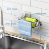 imageCisily Silver Kitchen Sink Caddy Sponge Holder in the Sink Stainless Steel Kitchen Organizer Brush Holder Dish Cloth Hanger 2 Installation Ways Hangingampamp AdhesivesSilver