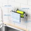 imageCisily Silver Kitchen Sink Caddy Sponge Holder in the Sink Stainless Steel Kitchen Organizer Brush Holder Dish Cloth Hanger 2 Installation Ways Hangingampamp AdhesivesBlack