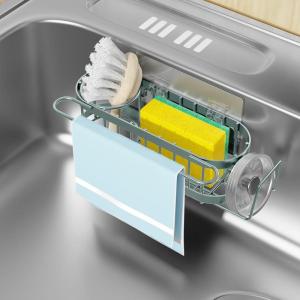 imageCisily Kitchen Sink Caddy Sponge Holder in The Sink Stainless Steel Kitchen Sink Organizer Brush Holder Dish Cloth Hanger Sink Stopper Holder with 2 Installation Ways Suction ampamp AdhesivesSage Green