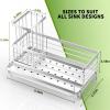 imageCisily Large Capacity Kitchen Sink Caddy Organizer Rustproof NonSlip Sponge Holder With Dish Brush Holder Organizer Kitchen Organization and Storage Essentials Accessories for CountertopStainless Steel