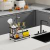 imageCisily Large Capacity Kitchen Sink Caddy Organizer Rustproof NonSlip Sponge Holder With Dish Brush Holder Organizer Kitchen Organization and Storage Essentials Accessories for CountertopBlack