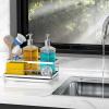 imageCisily Stainless Steel Sponge Holder for Kitchen Sink Caddy Sink Organizer Rack for Kitchen Accessories with Drip Tray Rustproof and Nonslip Dish Soap Dispenser Countertop OrganizerSilver