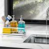 imageCisily Stainless Steel Sponge Holder for Kitchen Sink Caddy Sink Organizer Rack for Kitchen Accessories with Drip Tray Rustproof and Nonslip Dish Soap Dispenser Countertop OrganizerWhite