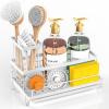 imageCisily Large Capacity Kitchen Sink Caddy Organizer Rustproof NonSlip Sponge Holder With Dish Brush Holder Organizer Kitchen Organization and Storage Essentials Accessories for CountertopWhite