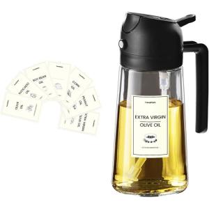 imageTrendPlain Oil Sprayer for Cooking with 8 Waterproof Stickers  Black Lid Set