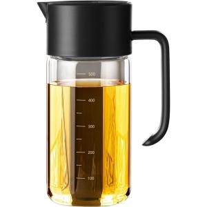imageTrendPlain Olive Oil and Vinegar Dispenser Bottle for Kitchen  One Pinch Open ampamp Auto Flip Cap Oil Dispenser with Measurements  Olive Oil Bottle with NonDrip Spout 500ml17oz Black