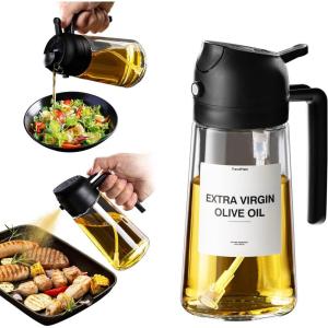 image:imageTrendPlain 16oz Olive Oil Dispenser Bottle for Kitchen  2 in 1 Oil Dispenser and Oil Sprayer for Cooking Air Fryer Salad BPAFree 470ml Olive Oil Sprayer Black wStickers