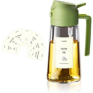 image:imageTrendPlain Oil Sprayer for Cooking with 8 Waterproof Stickers  Green Lid Set